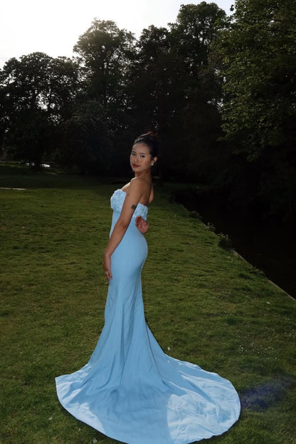 Trumpet-Mermaid Sweep-Brush Train Stretch Crepe Bridesmaid Dress CS0591BM