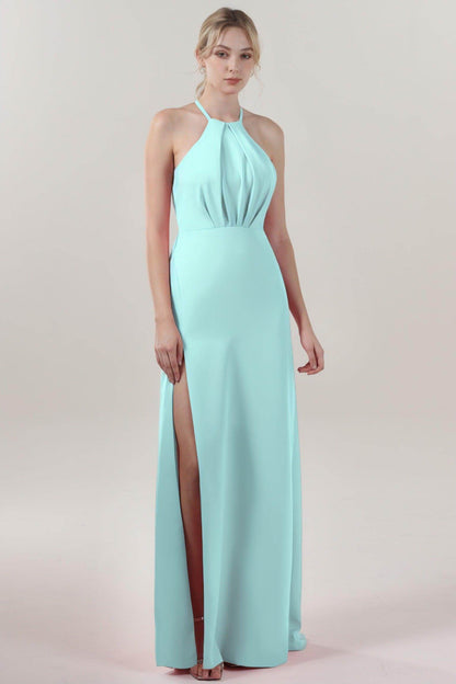 Sheath-Column Maxi Stretch Crepe Bridesmaid Dress CS0597BM