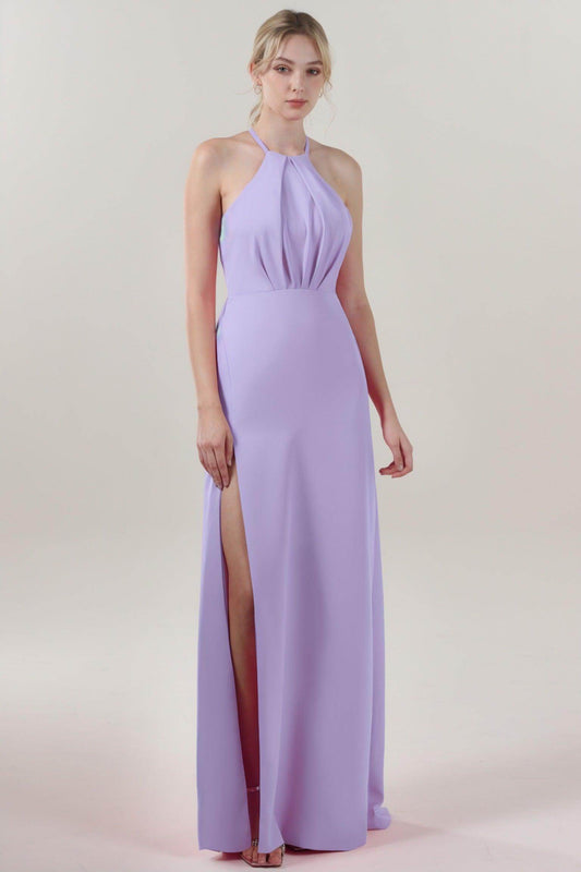 Sheath-Column Maxi Stretch Crepe Bridesmaid Dress CS0597BM