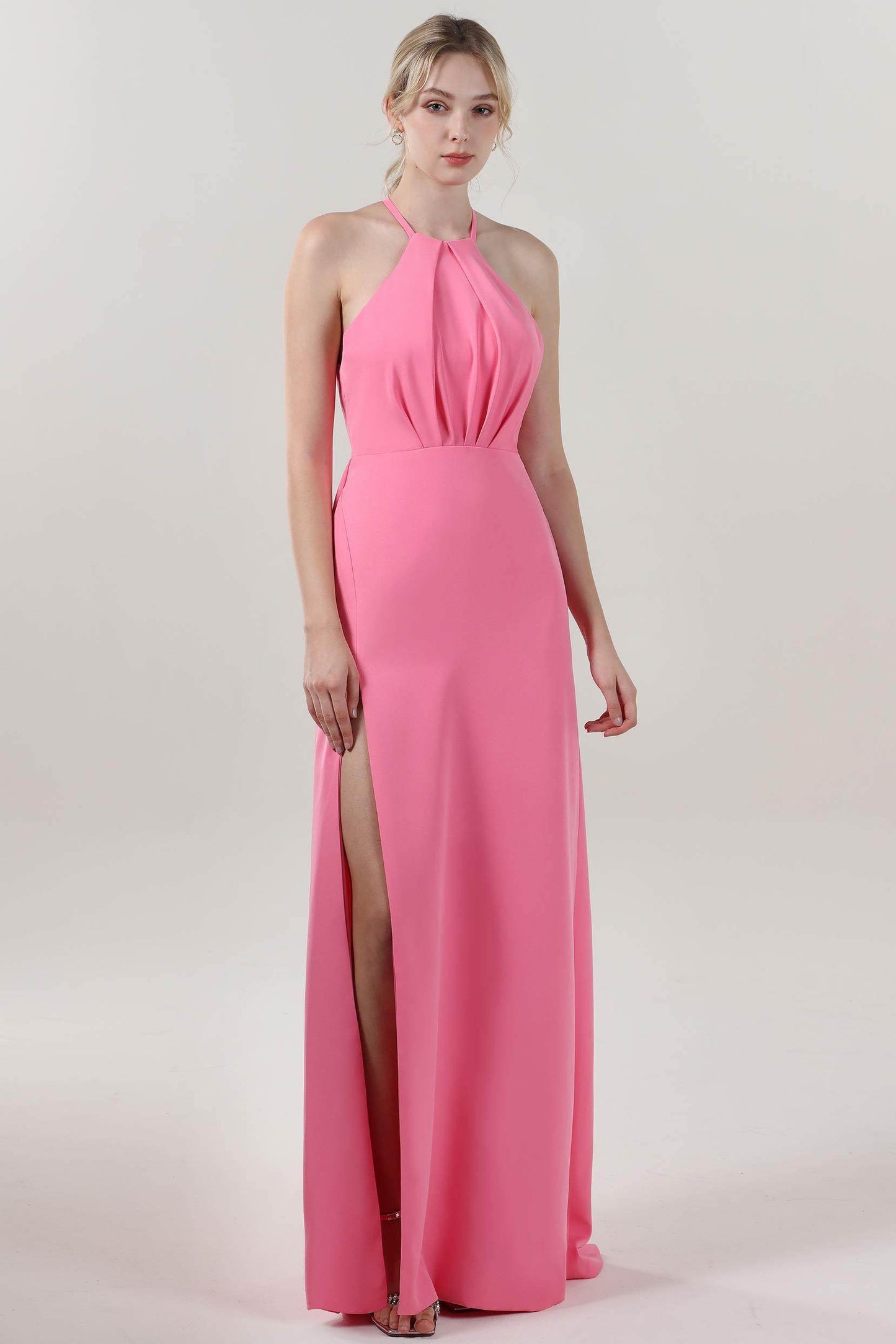 Sheath-Column Maxi Stretch Crepe Bridesmaid Dress CS0597BM