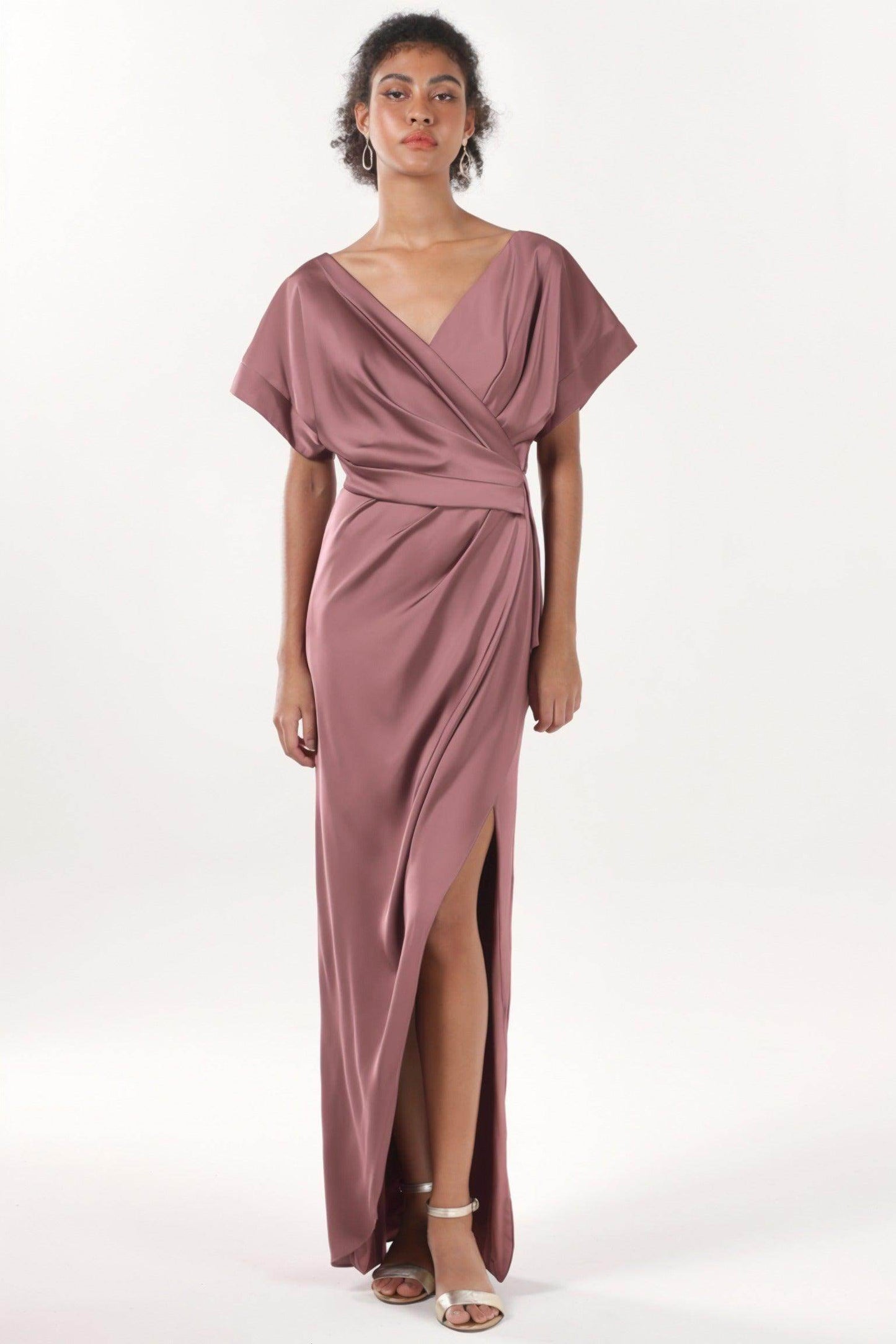 Sheath-Column Maxi Luxe Satin Formal Dress CS0601