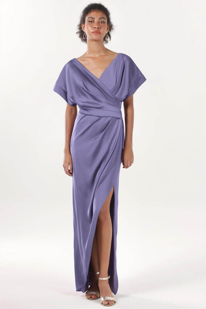 Sheath-Column Maxi Luxe Satin Formal Dress CS0601