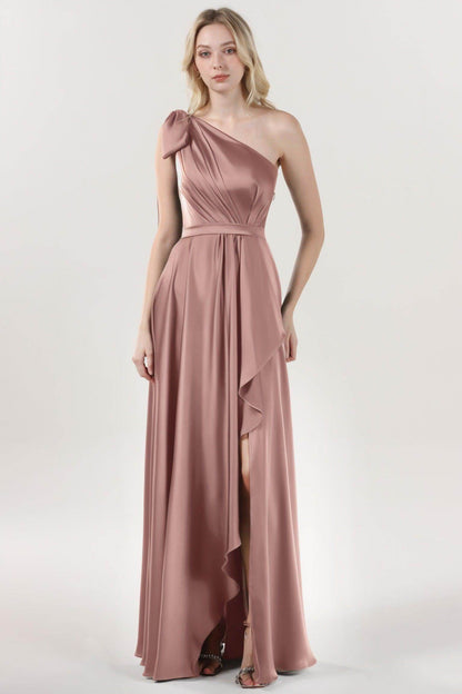 Asymmetrical Maxi Luxe Satin Bridesmaid Dress CS0603BM