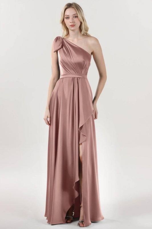 Asymmetrical Maxi Luxe Satin Bridesmaid Dress CS0603BM