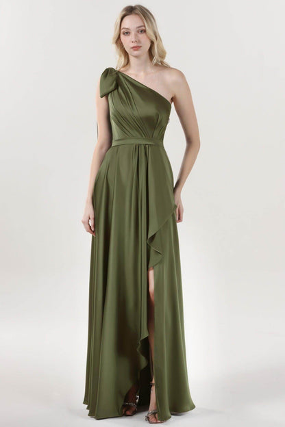 Asymmetrical Maxi Luxe Satin Bridesmaid Dress CS0603BM