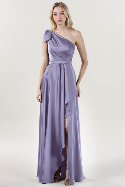 Asymmetrical Maxi Luxe Satin Bridesmaid Dress CS0603BM