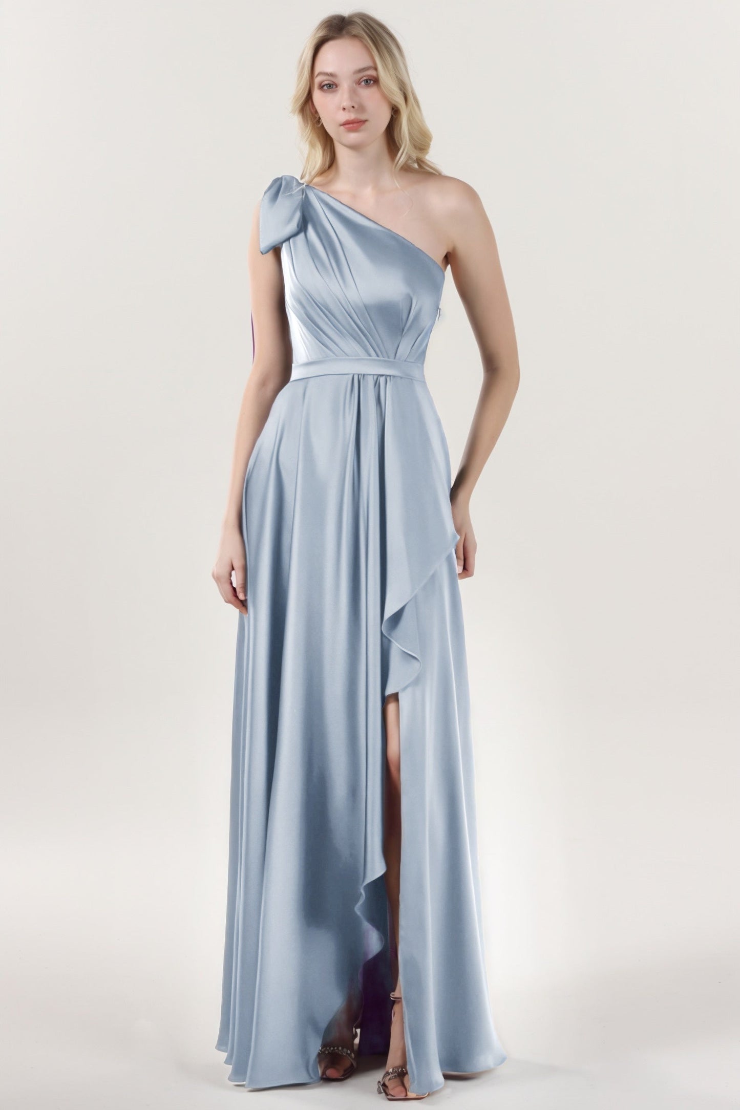 Asymmetrical Maxi Luxe Satin Bridesmaid Dress CS0603BM