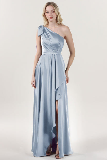 Asymmetrical Maxi Luxe Satin Formal Dress CS0603