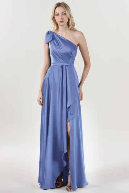 Asymmetrical Maxi Luxe Satin Bridesmaid Dress CS0603BM