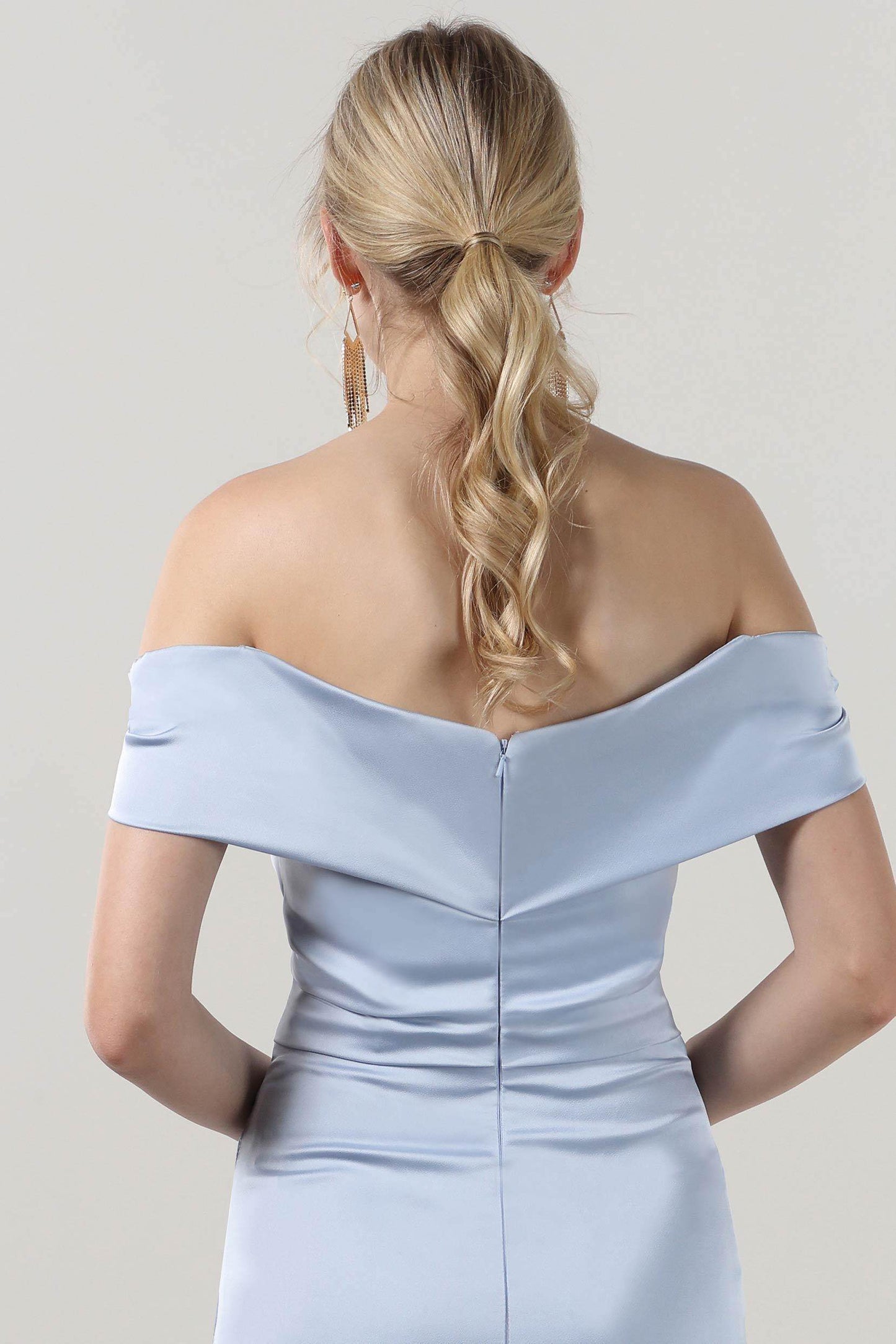 Sheath-Column Midi Luxe Satin Bridesmaid Dress CS0610BM