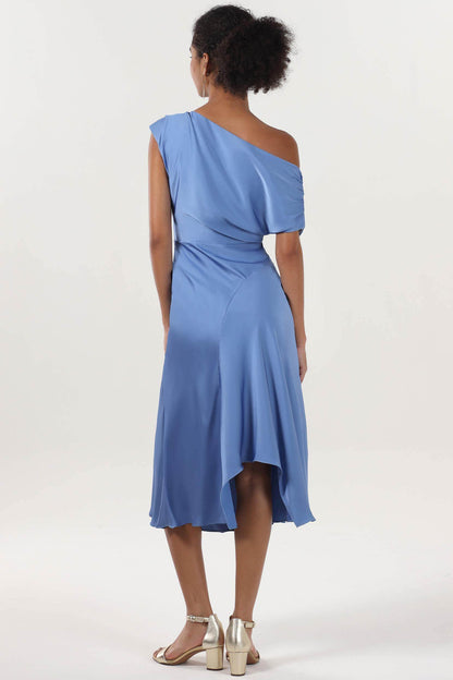 Sheath-Column Midi Luxe Satin Bridesmaid Dress CS0611BM