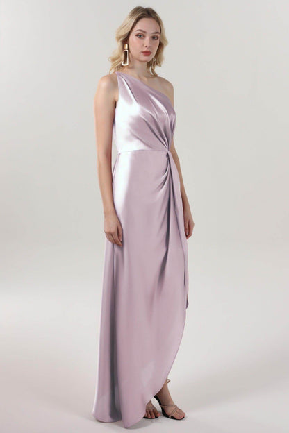 Sheath-Column Midi Luxe Satin Bridesmaid Dress CS0612BM