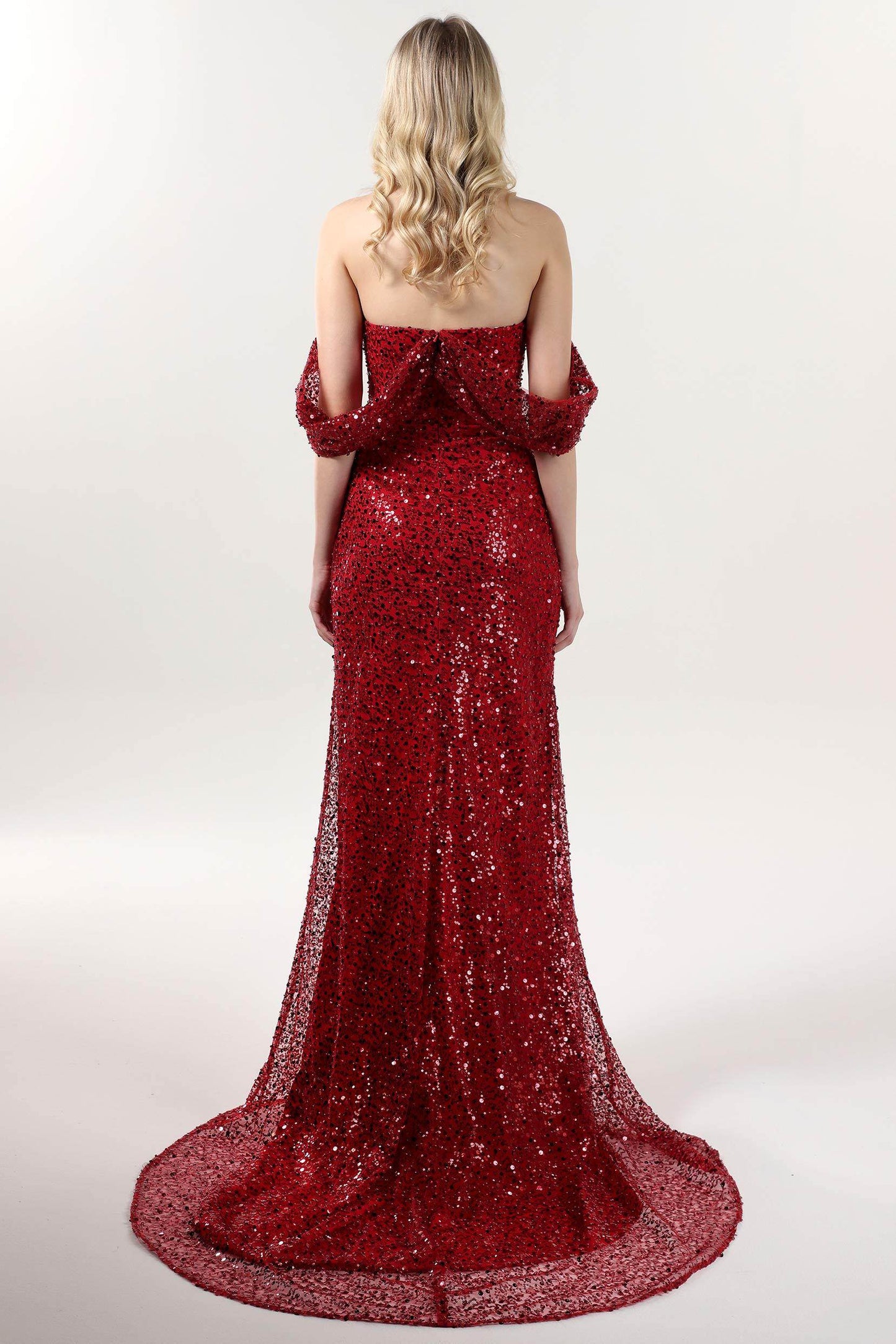 Sheath-Column Sweep-Brush Train Glitter Formal Dress CS0614