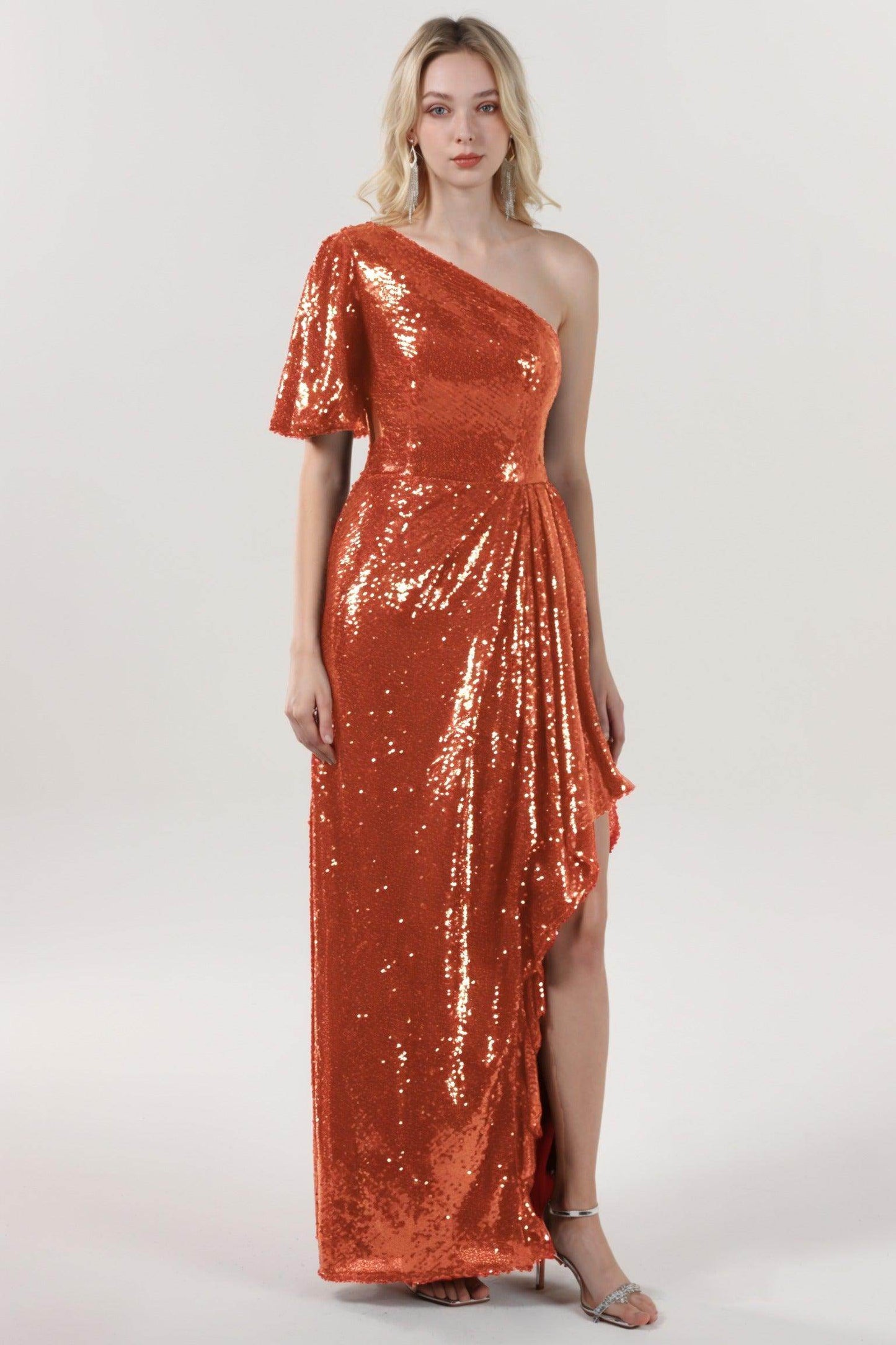 Sheath-Column Maxi Sequined Formal Dress CS0620