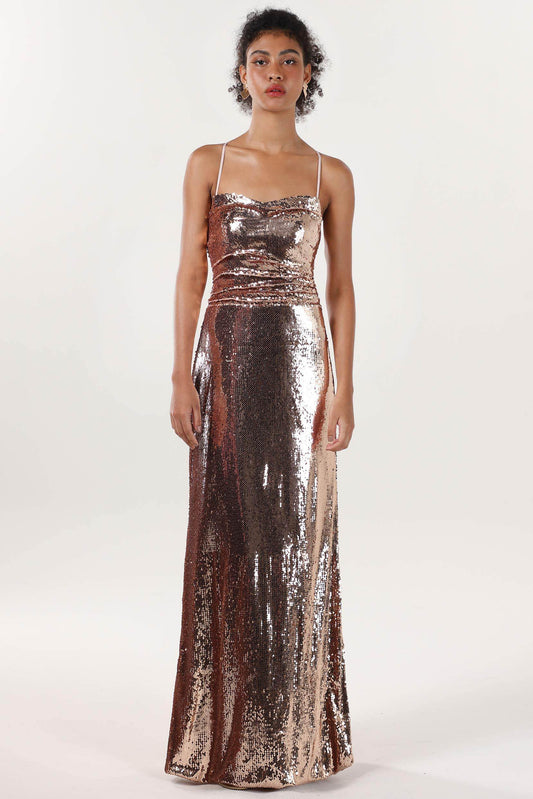 Sheath-Column Maxi Sequined Formal Dress CS0622