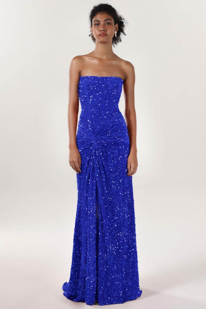 Sheath-Column Sweep-Brush Train Velvet Sequin Bridesmaid Dress CS0634BM