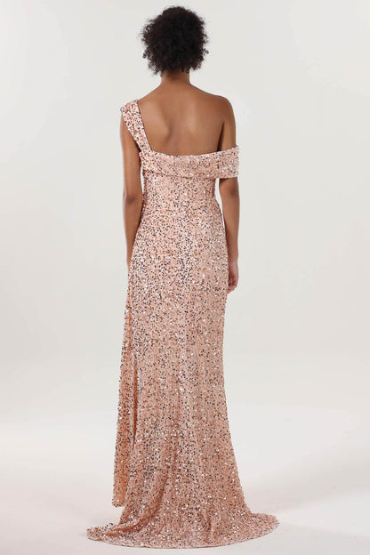 Sheath-Column Sweep-Brush Train Velvet Sequin Bridesmaid Dress CS0635BM