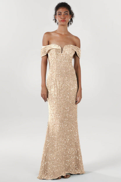 Trumpet-Mermaid Sweep-Brush Train Velvet Sequin Formal Dress CS0640