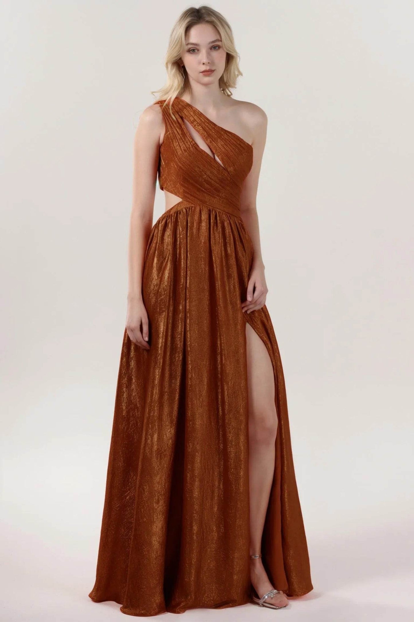 A-Line Maxi Metallic Formal Dress CS0642