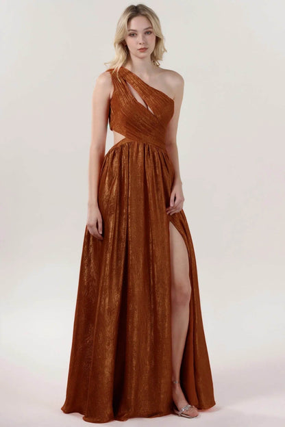 A-Line Maxi Metallic Formal Dress CS0642