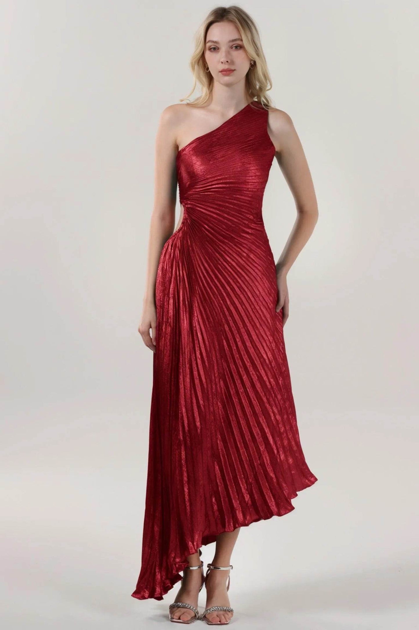 Sheath-Column Midi Metallic Formal Dress CS0644