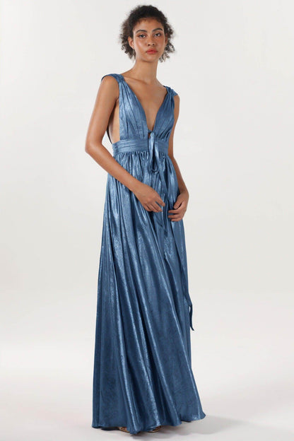 A-line Maxi Metallic Formal Dress CS0648