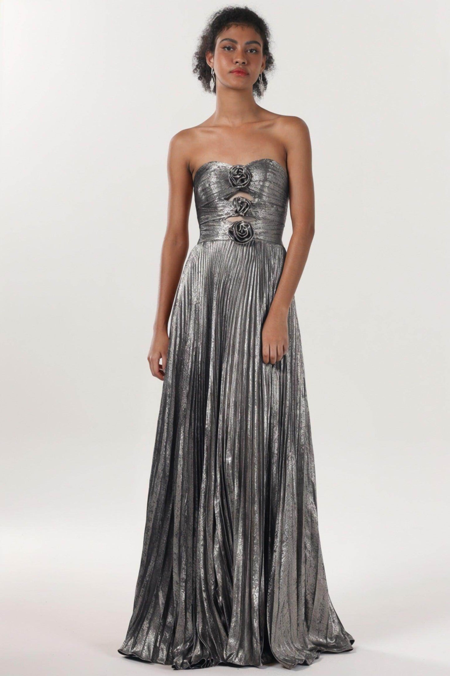 A-Line Maxi Metallic Formal Dress CS0656