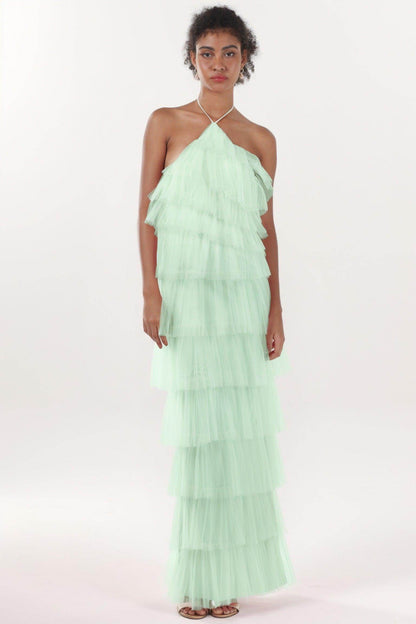 Sheath-Column Maxi Tulle Formal Dress CS0659
