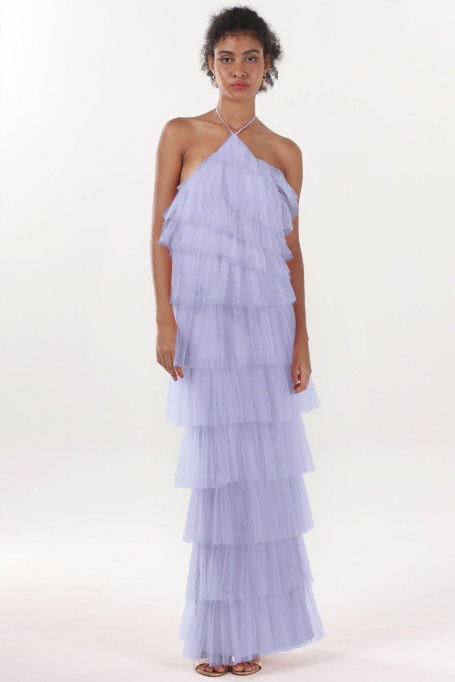 Sheath-Column Maxi Tulle Formal Dress CS0659