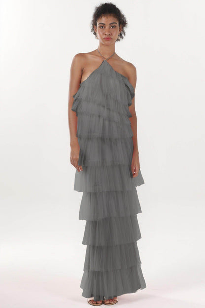 Sheath-Column Maxi Tulle Formal Dress CS0659