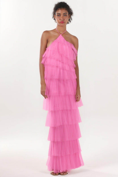 Sheath-Column Maxi Tulle Formal Dress CS0659