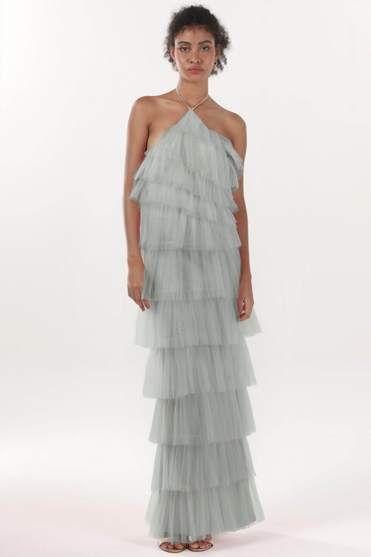 Sheath-Column Maxi Tulle Formal Dress CS0659