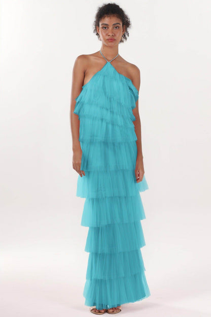 Sheath-Column Maxi Tulle Formal Dress CS0659