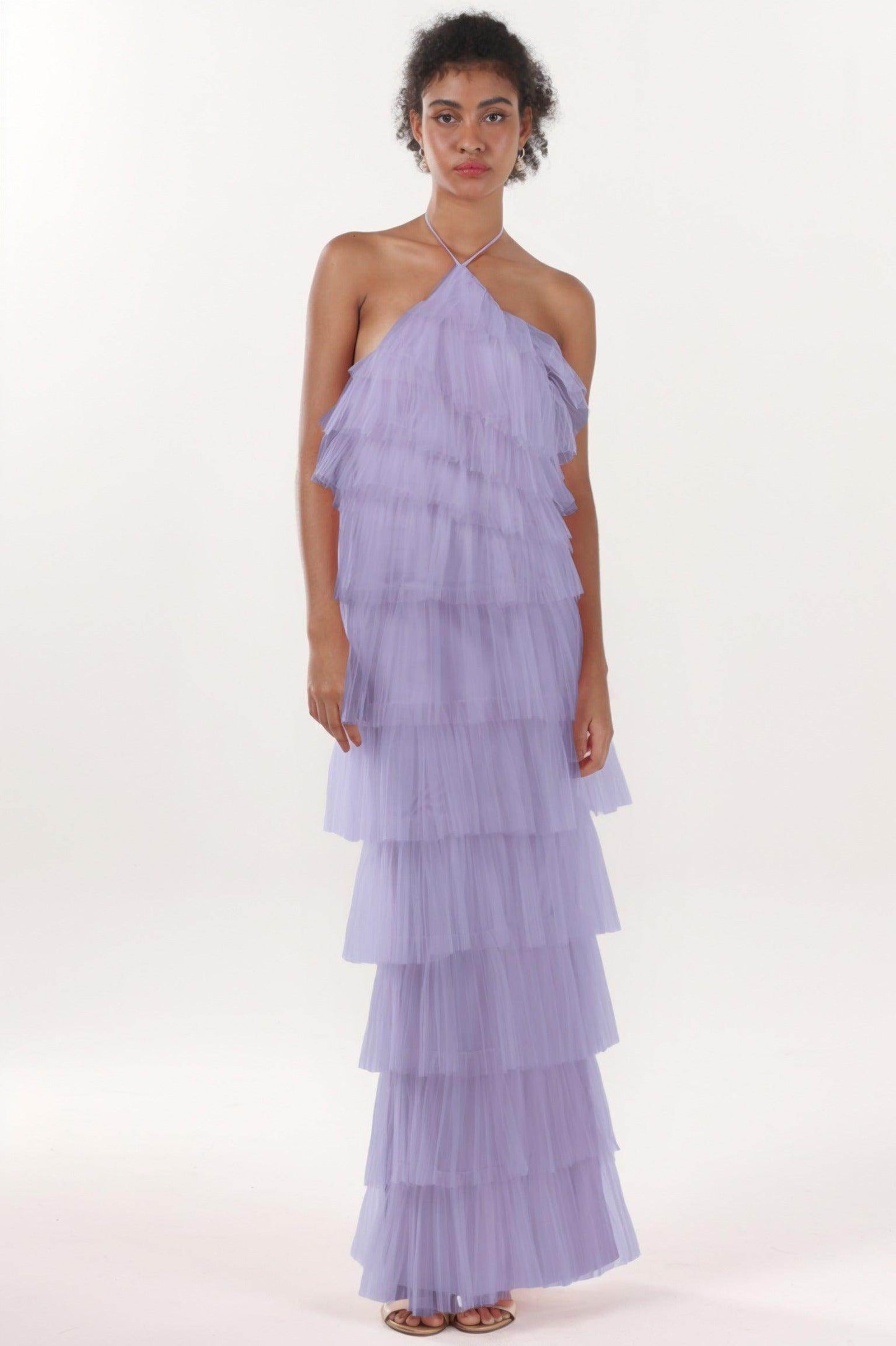 Sheath-Column Maxi Tulle Formal Dress CS0659