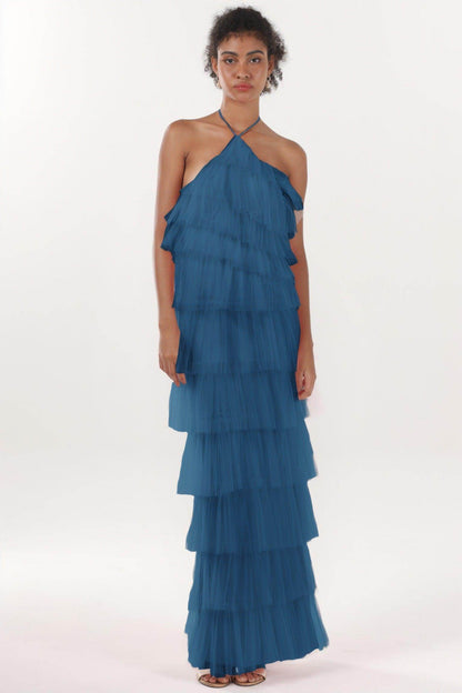 Sheath-Column Maxi Tulle Formal Dress CS0659