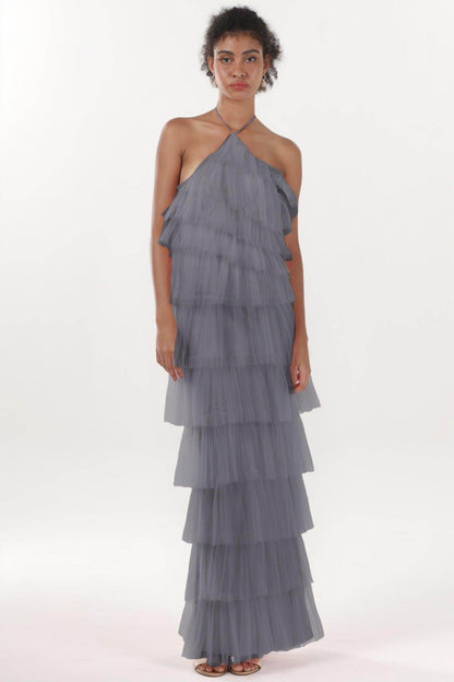 Sheath-Column Maxi Tulle Formal Dress CS0659