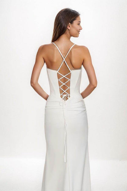Sparkle V-Neck Jersey Prom Dresses With High Split CS0786