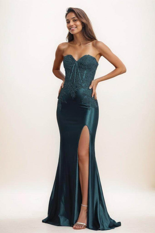 Sweetheart Lace High Split Sweep Train Prom Dresses CS0801