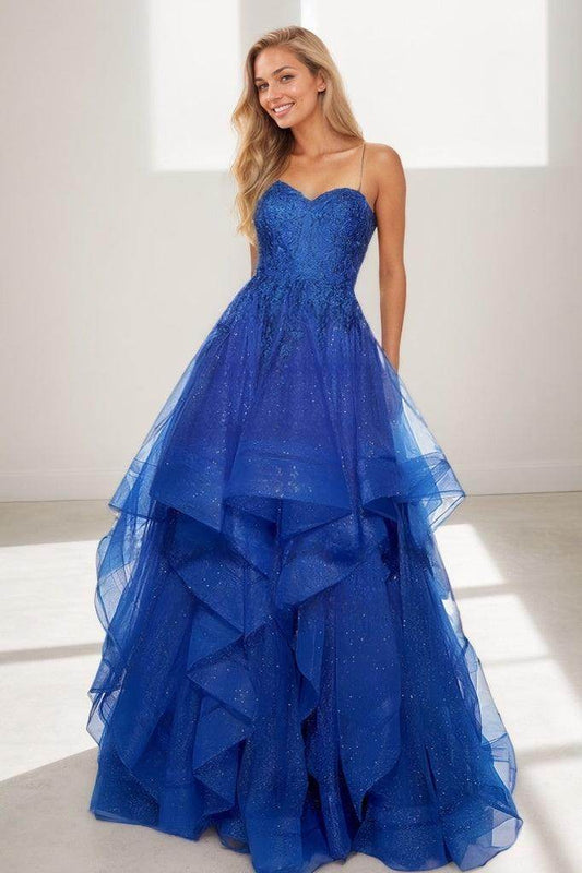 Ball Gown Sweetheart Tiered Skirt Tulle Prom Dresses CS0842