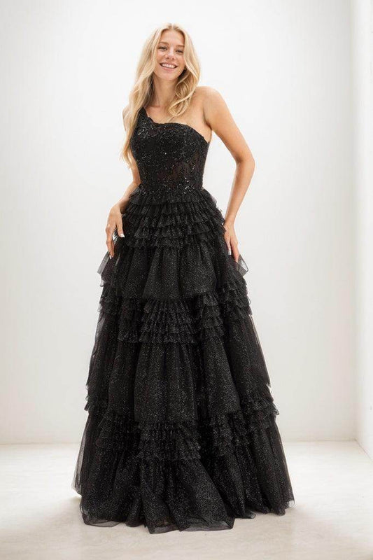 A Line Floor Length Tulle Prom Dresses CS0936