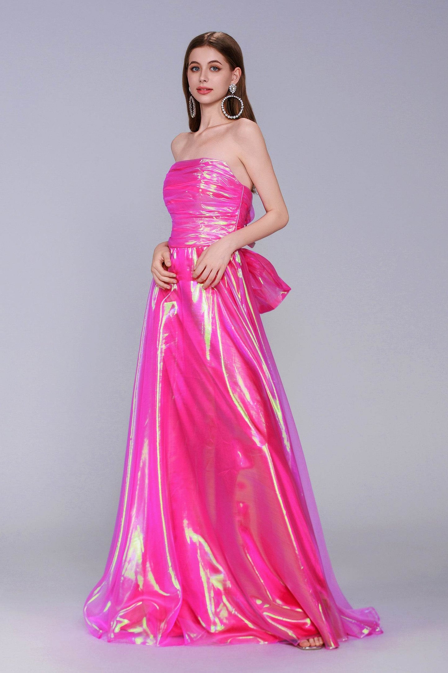 A-Line Sweep-Brush Train Organza Prom Dress CS0954