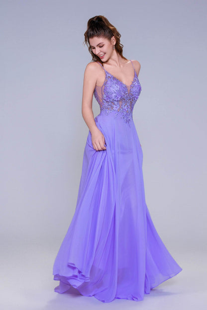 A-Line Maxi Chiffon Prom Dress CS1043