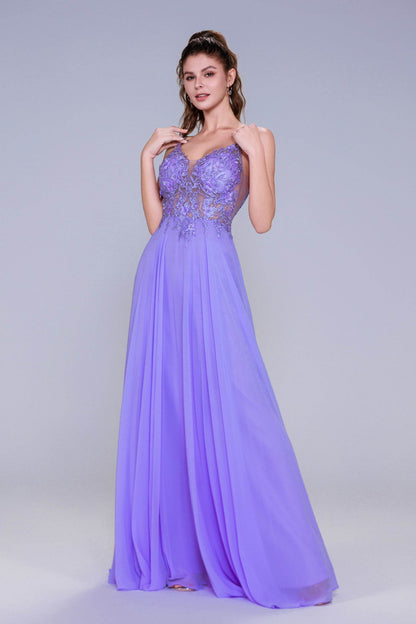 A-Line Maxi Chiffon Prom Dress CS1043