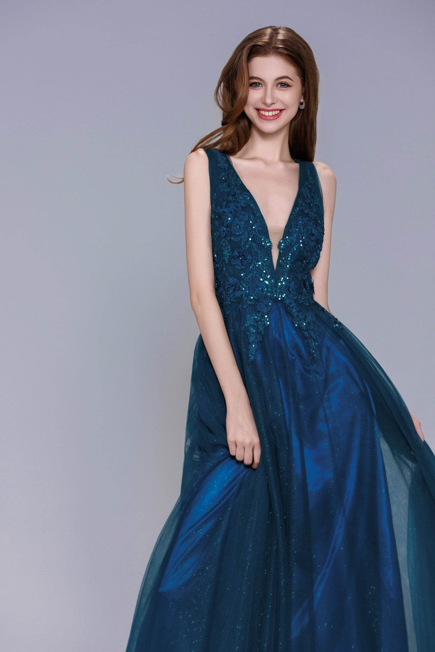 A-Line Maxi Tulle Prom Dress CS1045