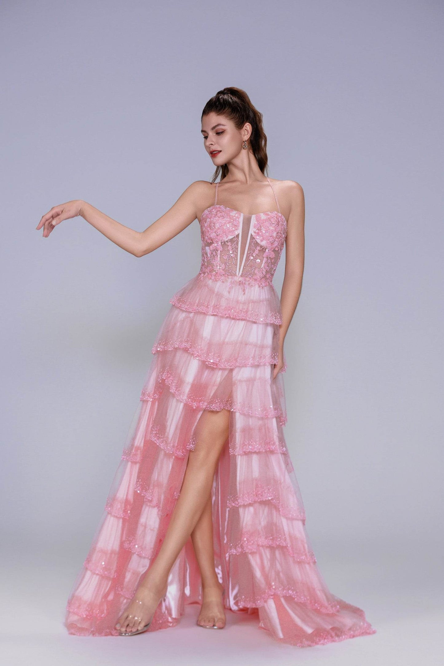 Ball Gown Sweep-Brush Train Tulle Prom Dress CS1048