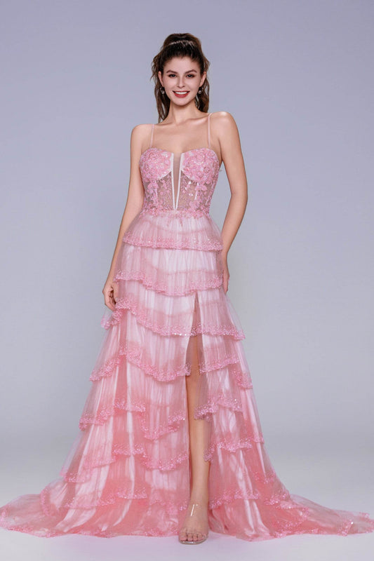 Ball Gown Sweep-Brush Train Tulle Prom Dress CS1048