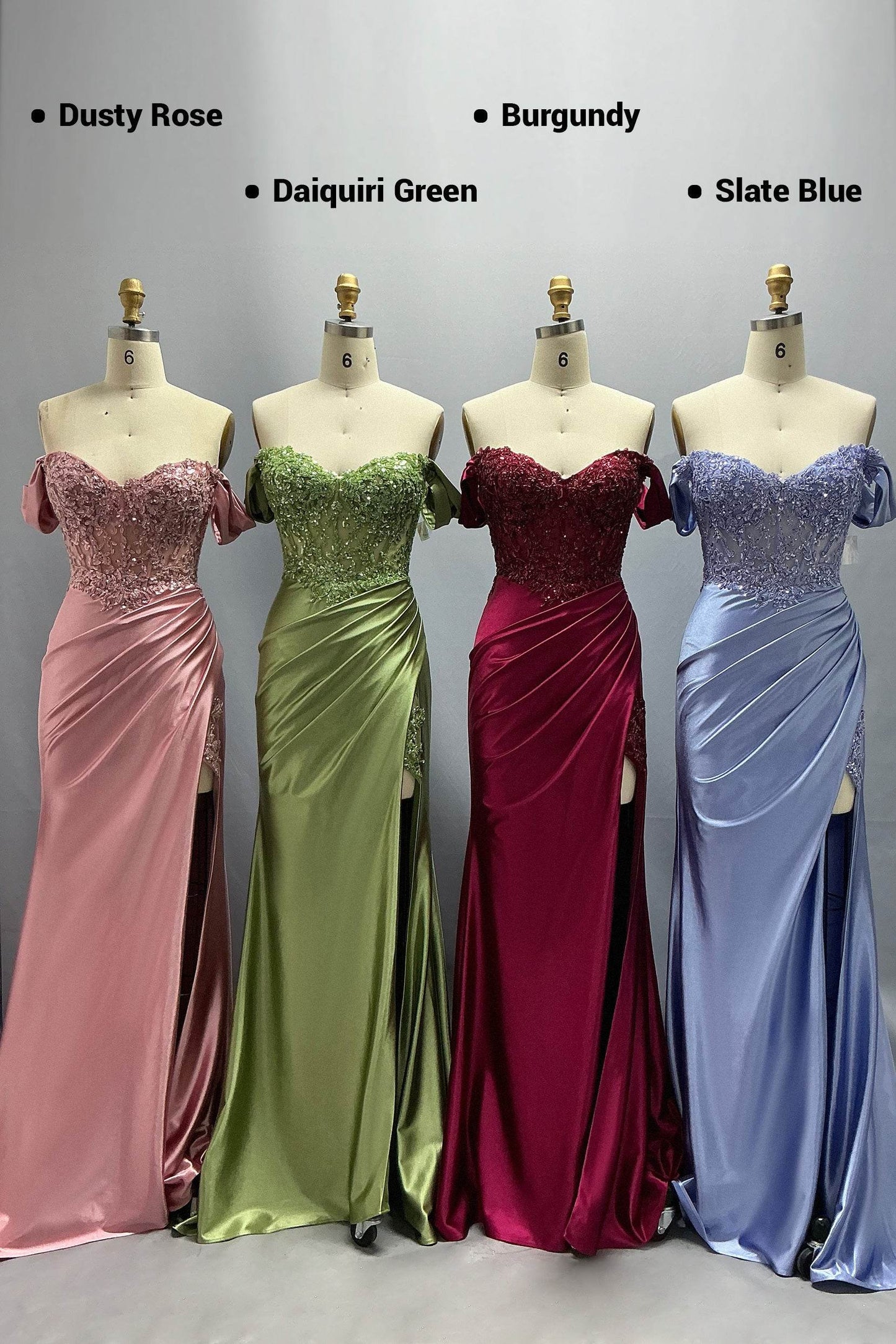 Sheath-Column Sweep-Brush Train Stretch Satin Prom Dress CS1052