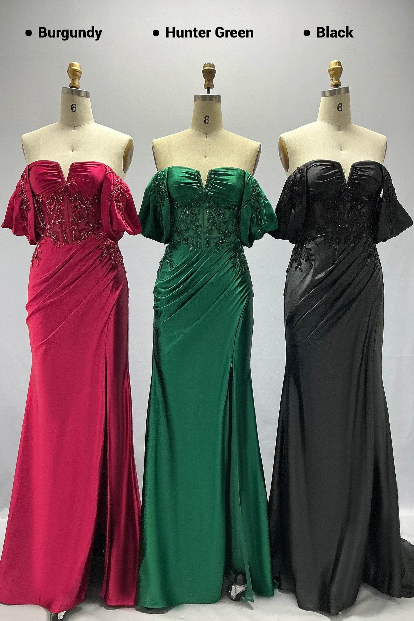 Sheath-Column Sweep-Brush Train Stretch Satin Prom Dress CS1058