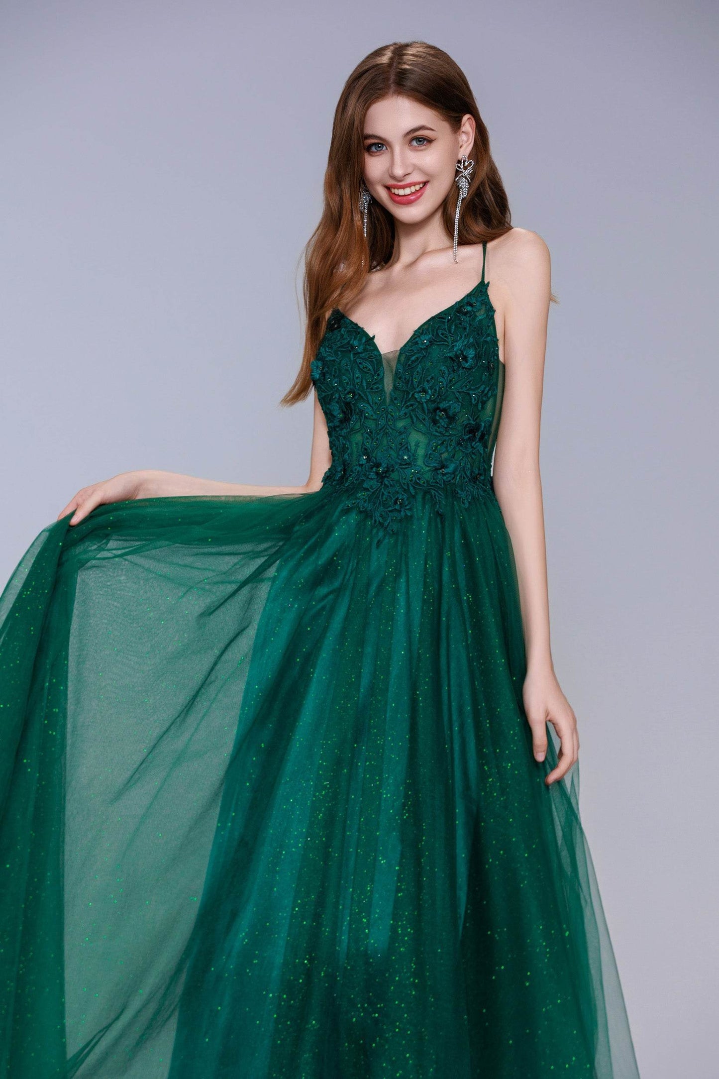 A-Line Maxi Tulle Prom Dress CS1060