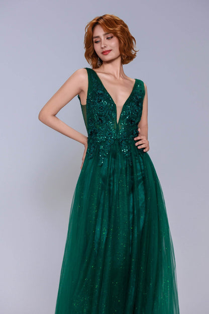 A-Line Maxi Tulle Prom Dress CS1062